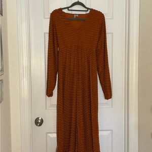 ASOS Elegant Rust Long Sleeve Dress with Slit